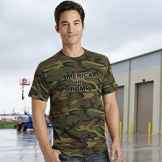 America or Trump Adult Cotton Camo Tee