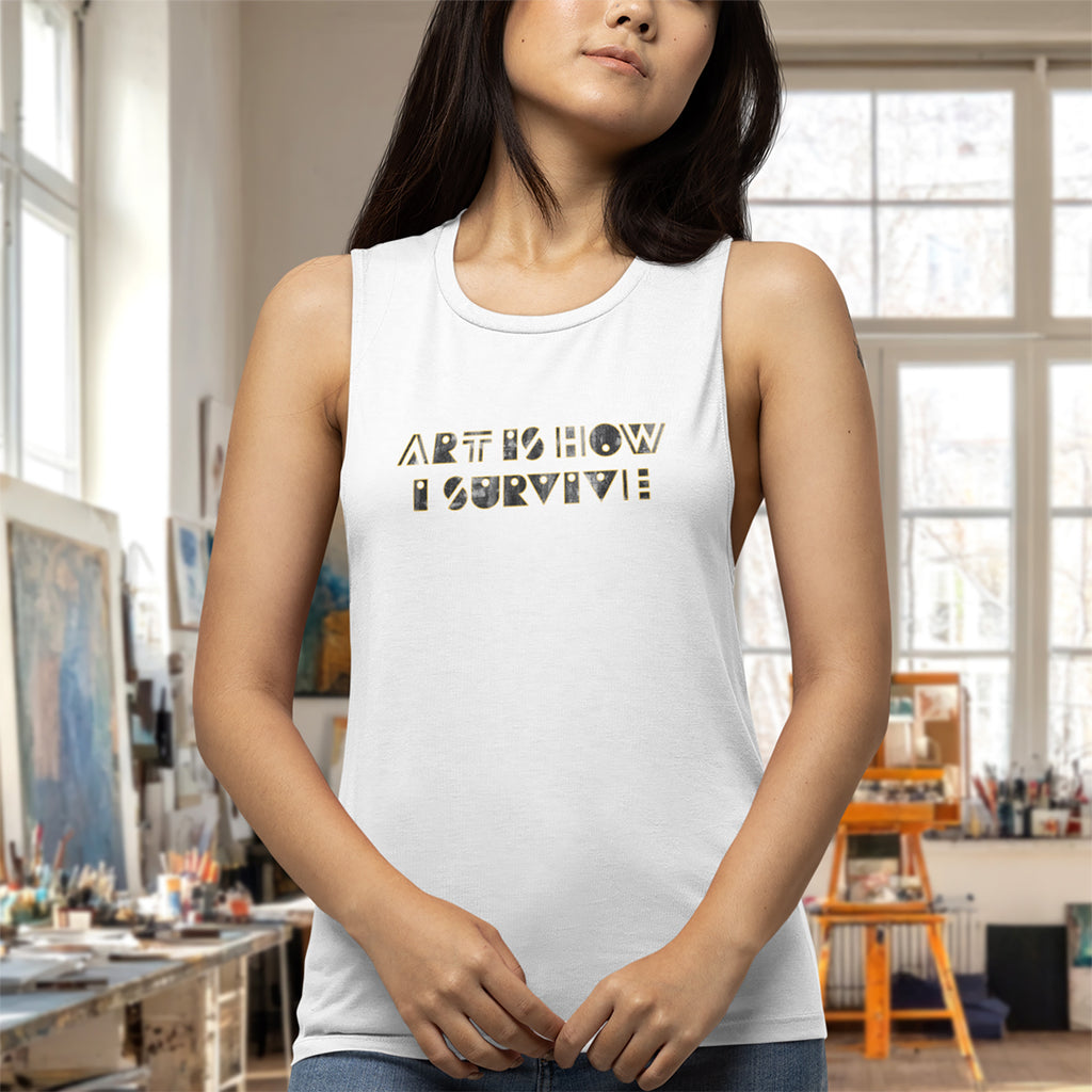 Art Is How I Survive Ladies' Festival Muscle Tank