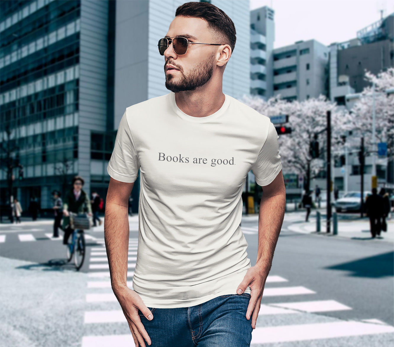 Books Are Good Adult Cotton T-Shirt