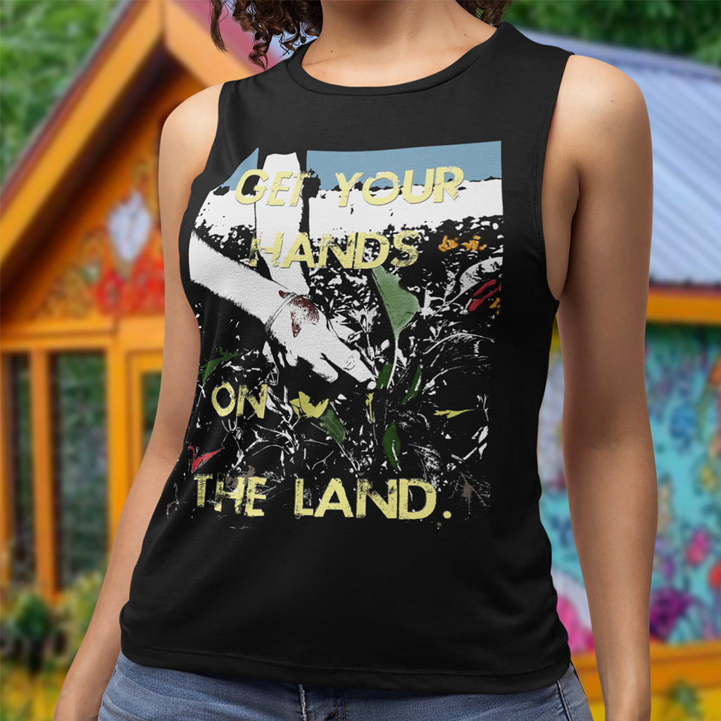 Get Your Hands On The Land Ladies Jersey Muscle Tank
