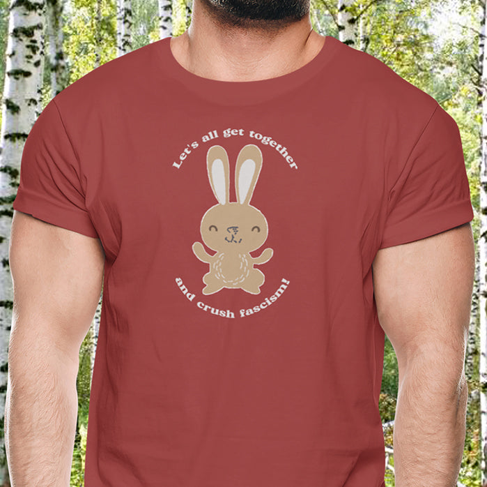 Let's All Get Together and Crush Fascism! Adult Cotton T-Shirt