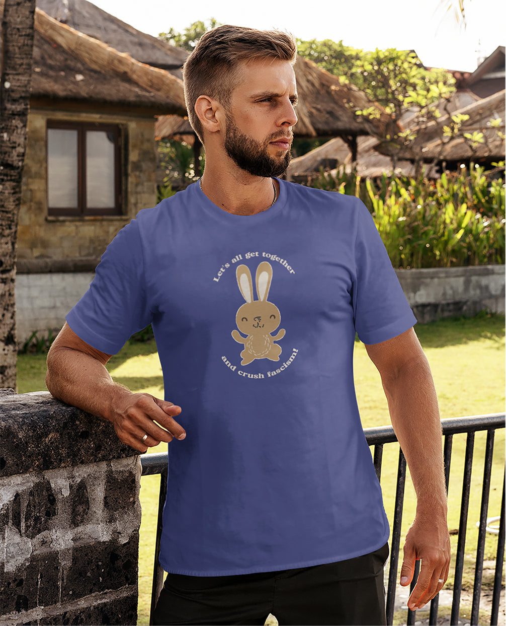 Let's All Get Together and Crush Fascism! Adult Cotton T-Shirt