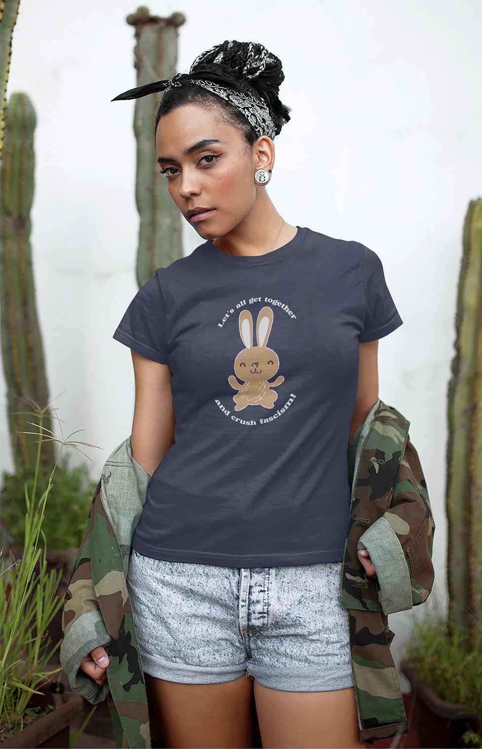 Let's All Get Together and Crush Fascism Ladies' Relaxed Cotton T-Shirt