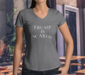 Trump is Scared Ladies' Heavy Cotton V-Neck T-Shirt