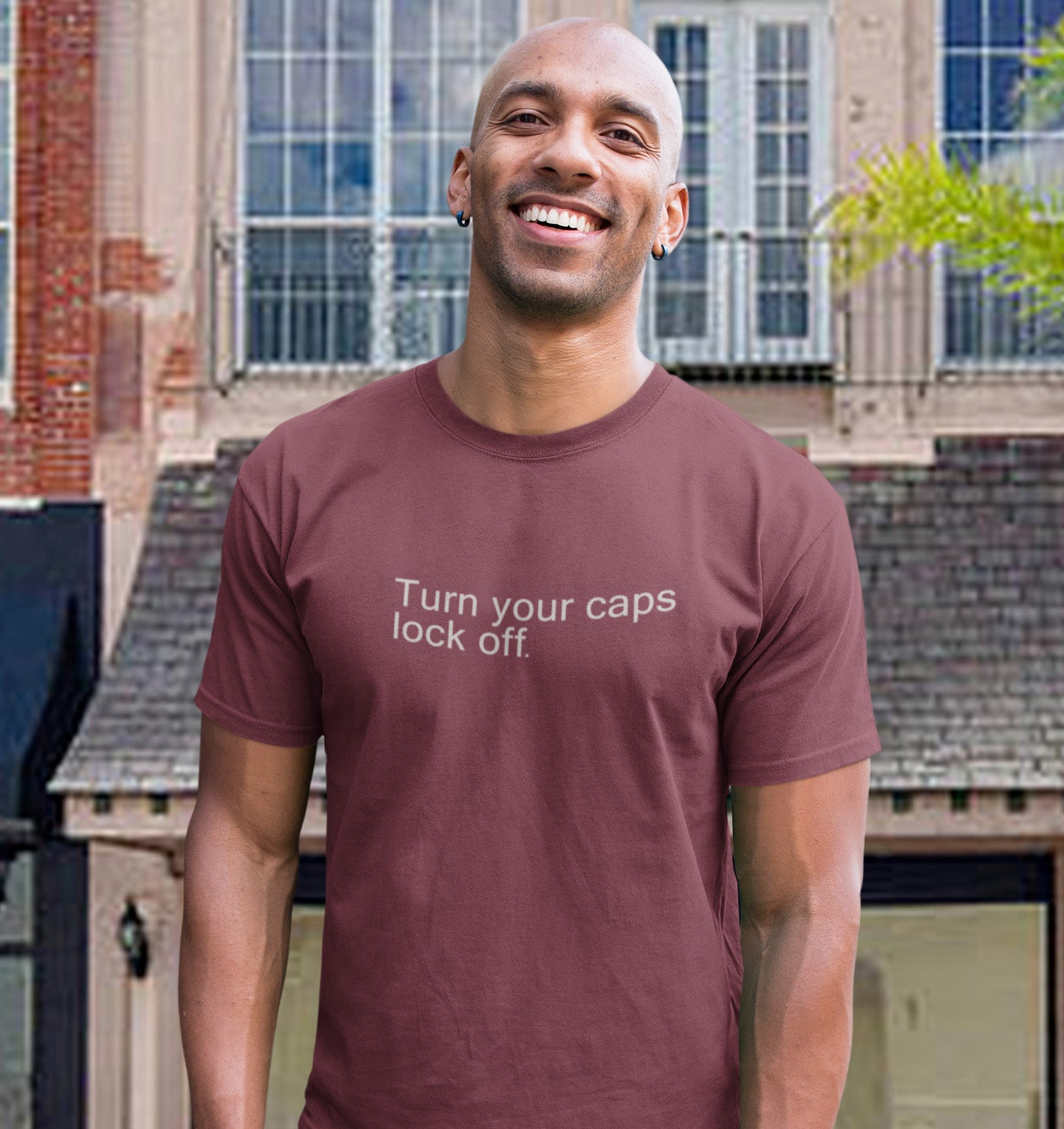 Turn your caps lock off Adult Cotton T-Shirt