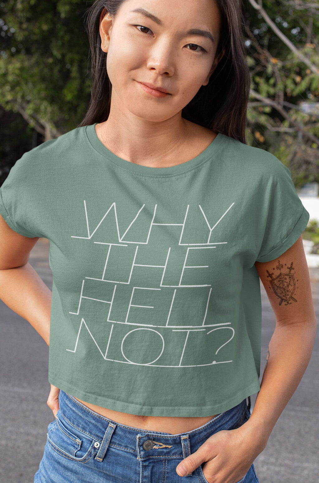 Why the Hell Not? Ladies' Festival Cali Crop T-Shirt