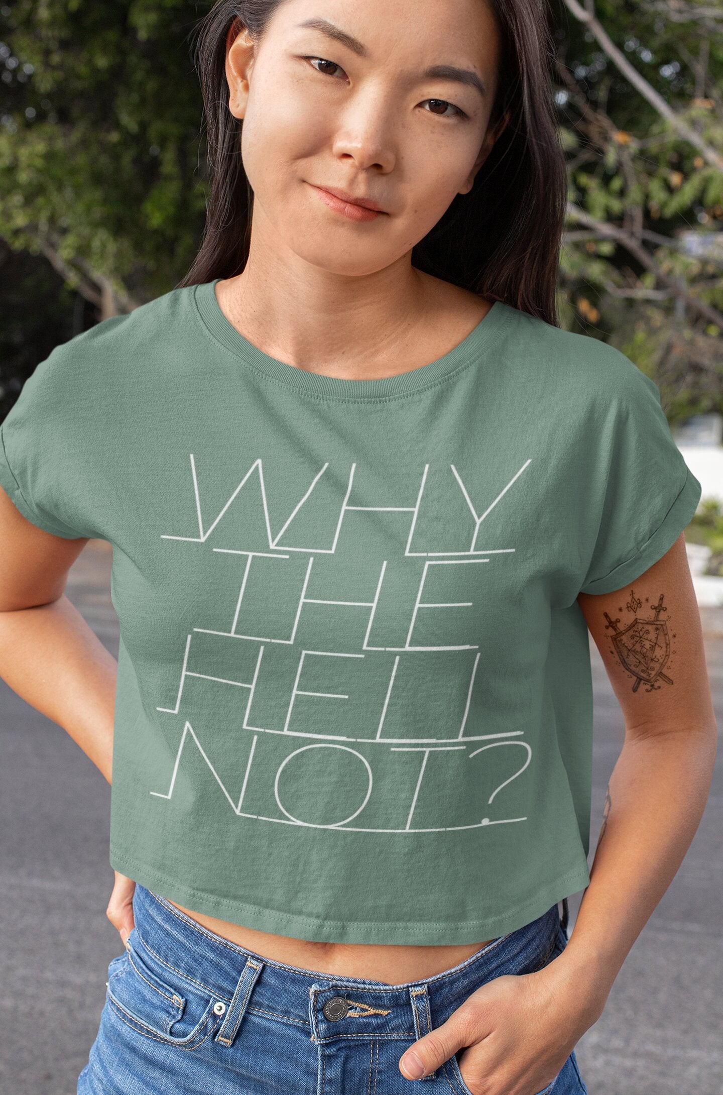 Why the Hell Not? Ladies' Festival Cali Crop T-Shirt